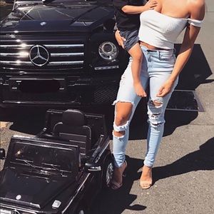 Fashion nova light wash distressed jeans